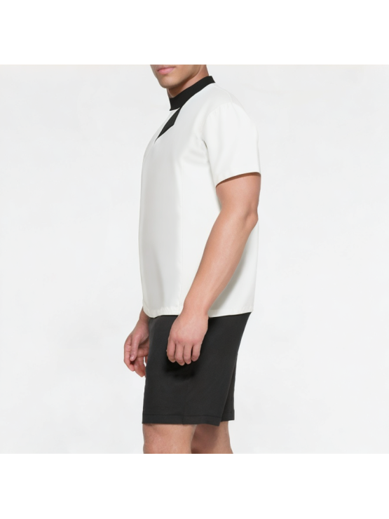 High-End Contrasting Collar Short-Sleeved Shirt
