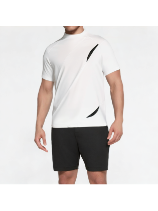Split And Spliced Round Neck Short Sleeves