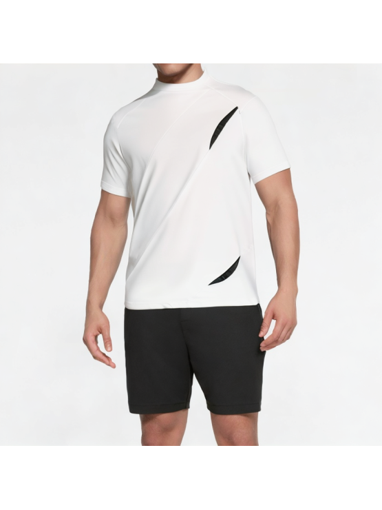 Split And Spliced Round Neck Short Sleeves