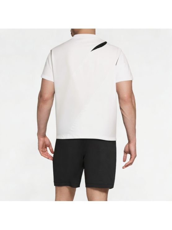 Split And Spliced Round Neck Short Sleeves