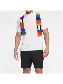 High-End Contrasting Knitted Stitching Round Neck
