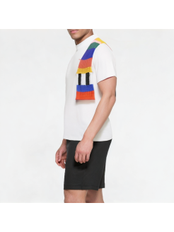 High-End Contrasting Knitted Stitching Round Neck