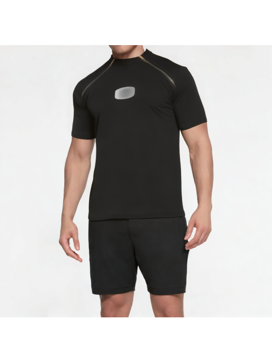 Men's Double Zipper Decorated Short Sleeve