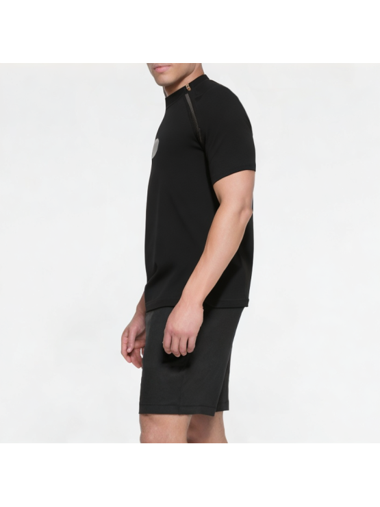Men's Double Zipper Decorated Short Sleeve
