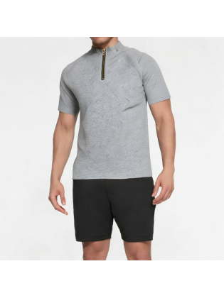 Loose Solid Color Half-Zip Short Sleeves