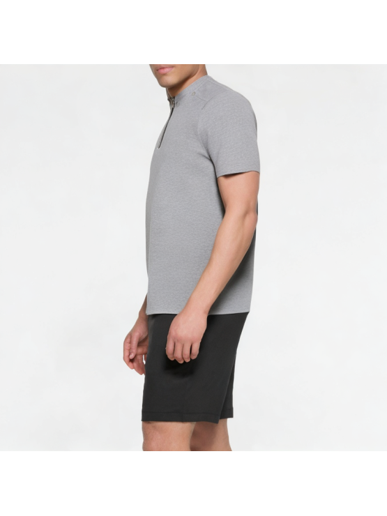 Loose Solid Color Half-Zip Short Sleeves