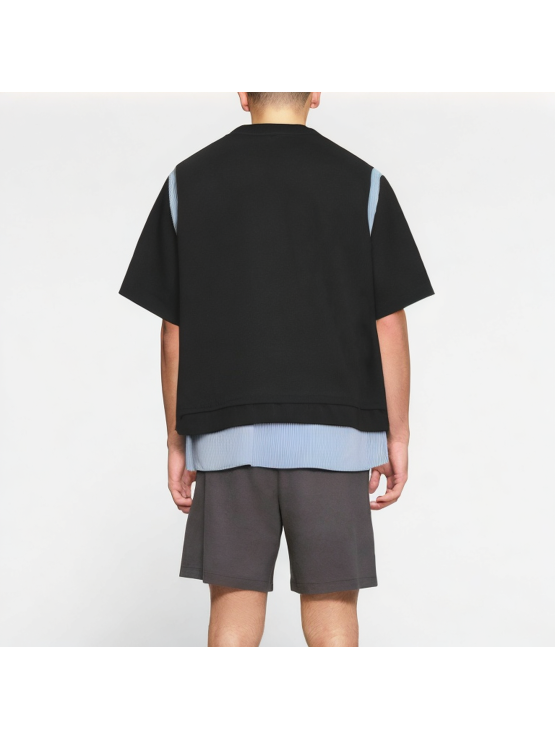 Men's College Style Contrast Striped Short Sleeve