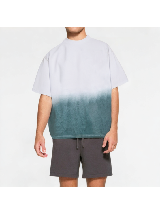 Gradient Round Neck Men's Short Sleeves