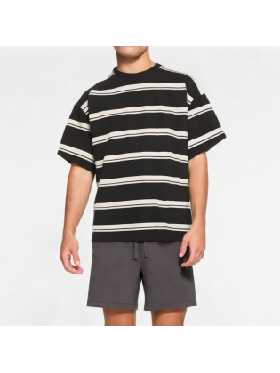 Retro Contrast Striped Short Sleeves