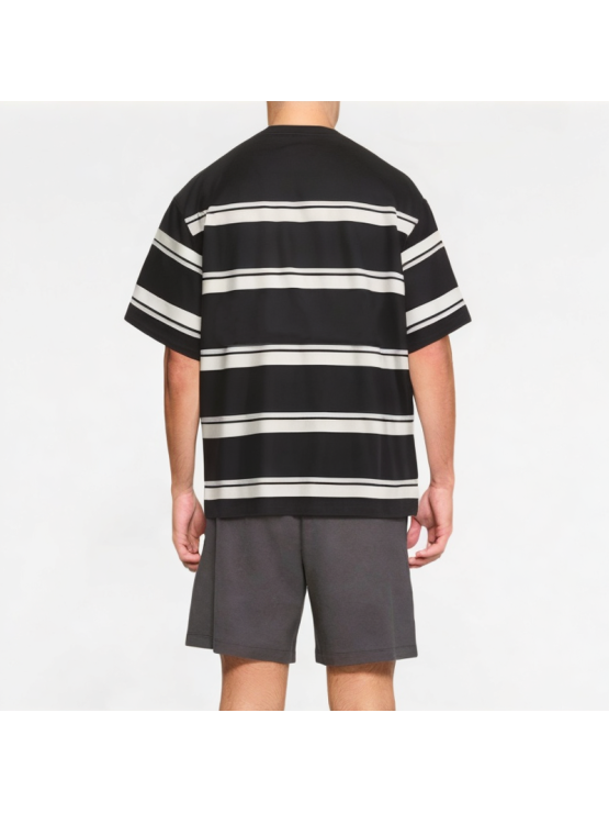 Retro Contrast Striped Short Sleeves