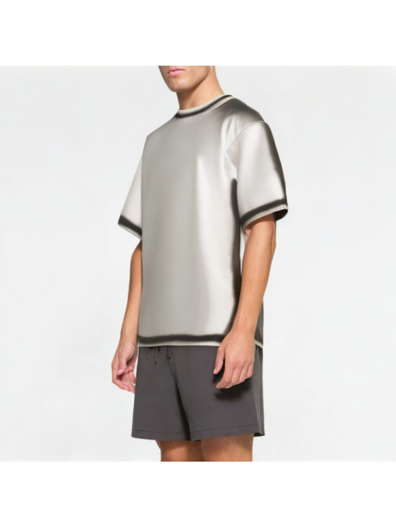 Inkjet Contrast Round Neck Short Sleeve