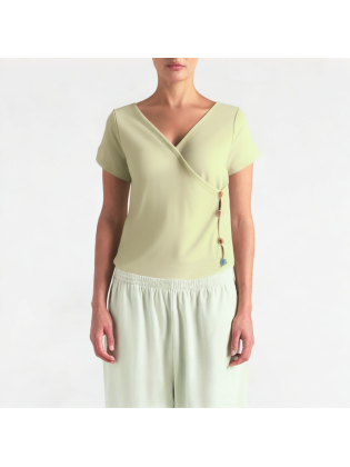 Solid Color V-Neck Short Sleeve
