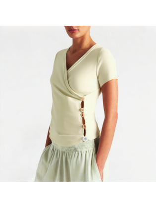 Solid Color V-Neck Short Sleeve