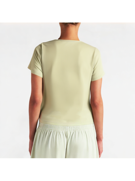 Solid Color V-Neck Short Sleeve
