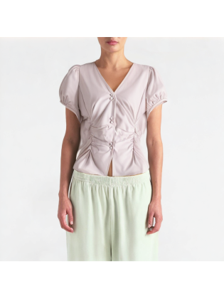 High-End Pleated Puff Sleeve Short-Sleeve