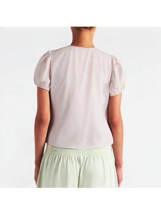 High-End Pleated Puff Sleeve Short-Sleeve