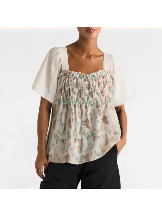 Chiffon Floral Short Sleeves