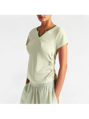 Summer Straight Shoulder Pleated Short Sleeves