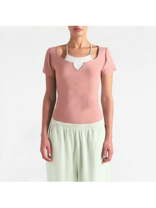 Fake Two-Piece Layered Sling Short Sleeves