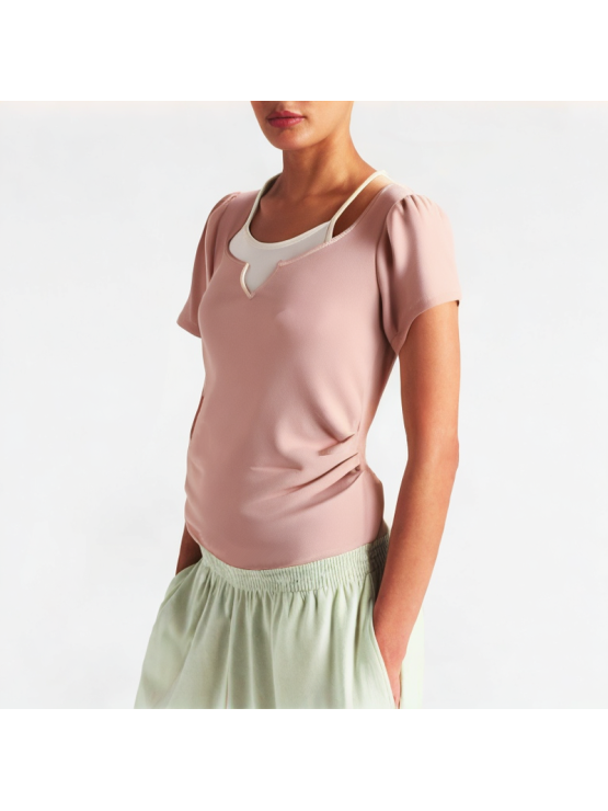 Fake Two-Piece Layered Sling Short Sleeves