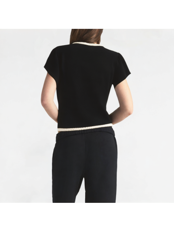 Lace-Edged Straight-Shoulder Short Sleeves