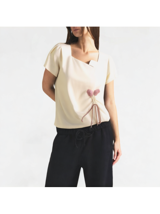 Irregular Square Neck Short Sleeve