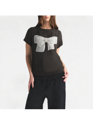 Hollow Three-Dimensional Bow Shoulder Short Sleeves