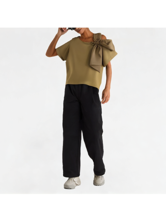 Bowknot Off-Shoulder Short Sleeves