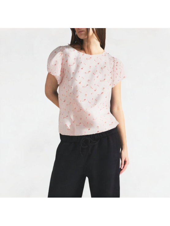 Floral Puff Sleeve Short-Sleeved Top