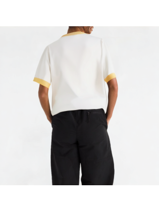 Contrast Color Square Collar Short Sleeves