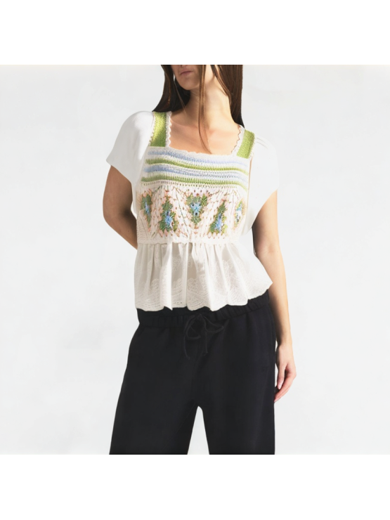 Casual Square Neck Hollow Short Sleeves