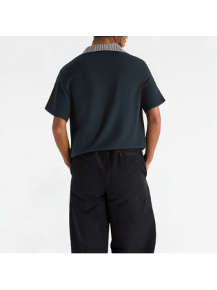 College Style Contrast Lapel Short Sleeves