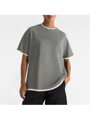 Spliced Contrasting Casual Short Sleeves
