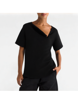 Solid Color Slim Fit Knit Short Sleeve