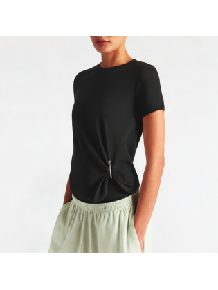 Summer Short Black Round Neck Short Sleeve