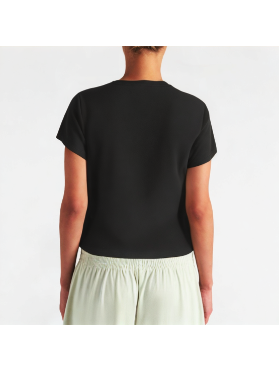 Summer Short Black Round Neck Short Sleeve