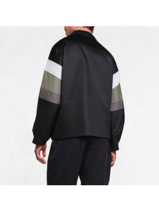 Retro Patchwork Contrast Color Long Sleeve Shirt