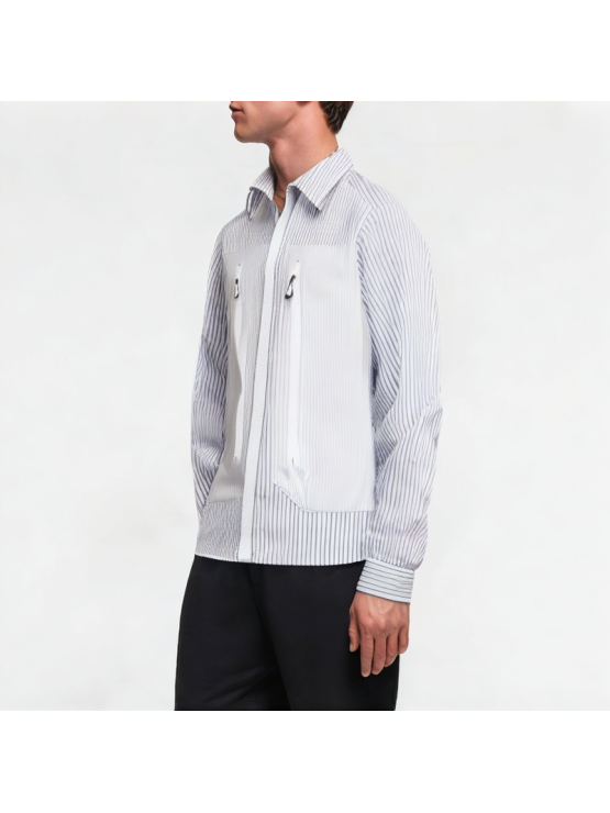Retro Striped Zipper Shirt