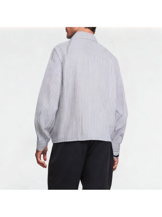 Retro Striped Zipper Shirt