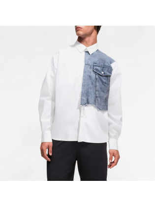 Spring Denim Splicing Shirt