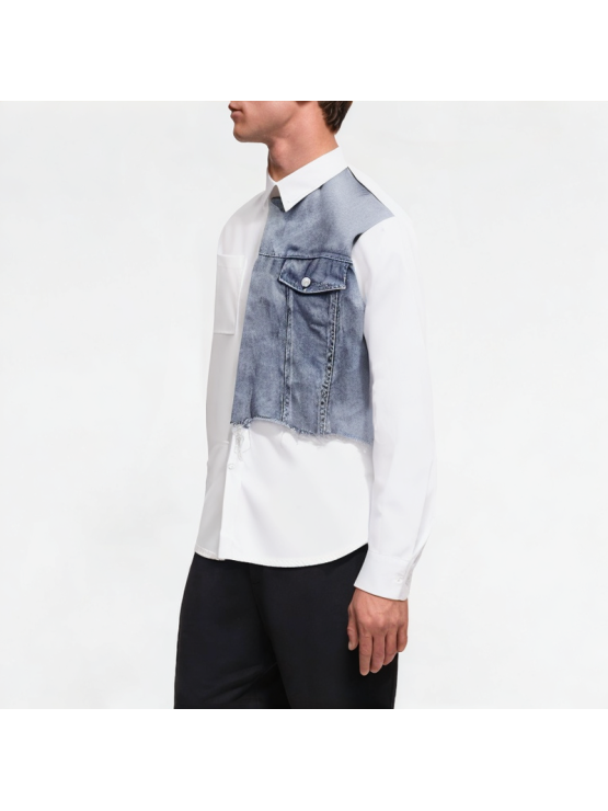 Spring Denim Splicing Shirt