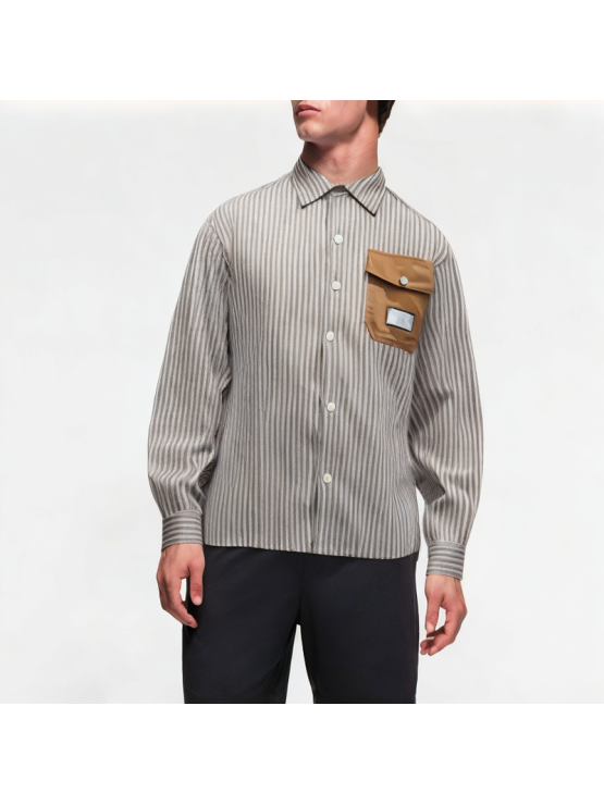 Premium Contrast Stripe Lapel Shirt