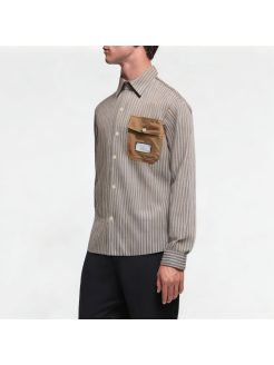 Premium Contrast Stripe Lapel Shirt