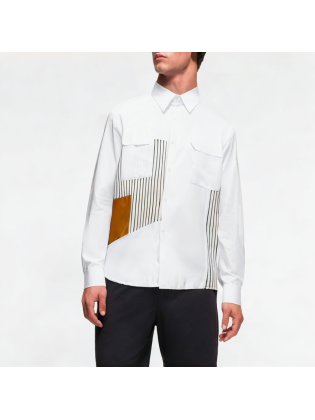 Spliced ​​Striped Irregular Shirt