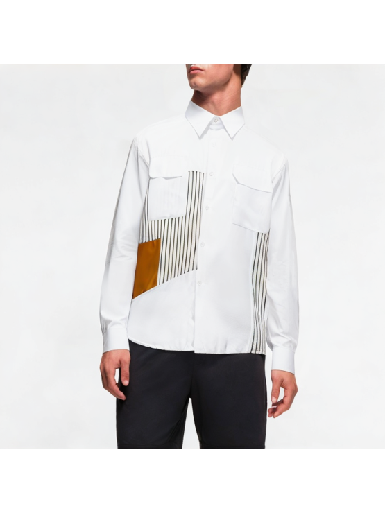 Spliced ​​Striped Irregular Shirt