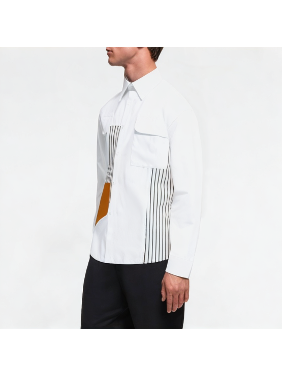 Spliced ​​Striped Irregular Shirt