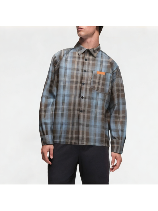 Retro Brushed Plaid Long Sleeve Shirt