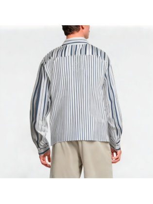 Blue And White Striped Patchwork Shirt