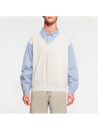 Fake Two-Piece Contrasting Loose Shirt