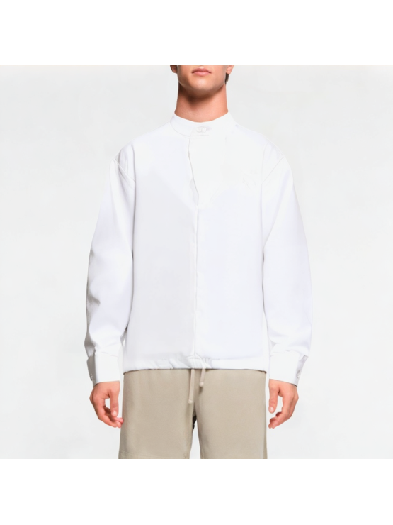 Small Stand-Up Collar Solid Color Long-Sleeved Shirt